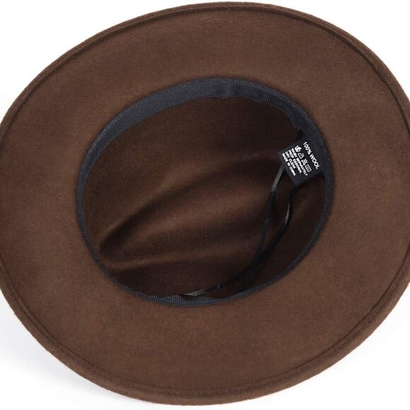 Wool Felt Wide Brim Fedora Hats for Women Men - Picture 5 of 6